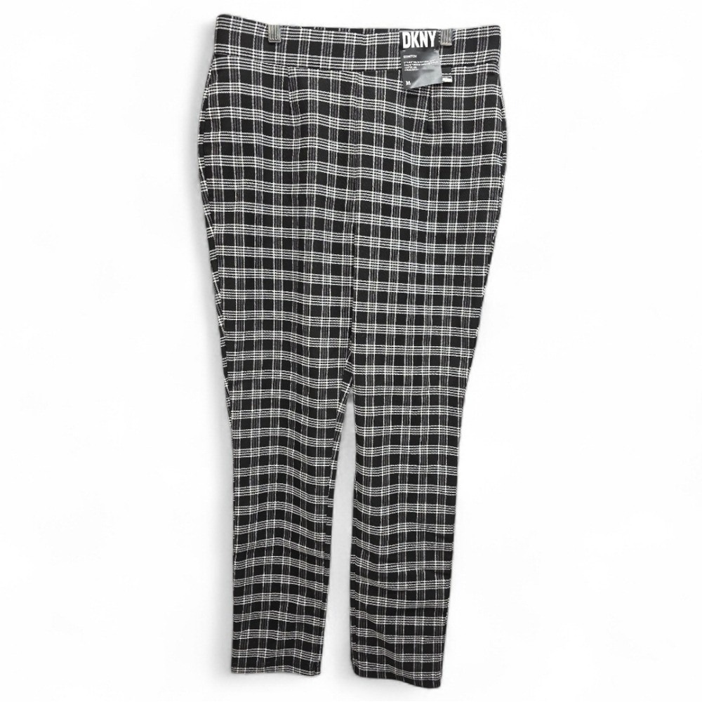 DKNY Black Plaid Tapered Ankle Pants Women's Medium Stretch NWT Stretch Office